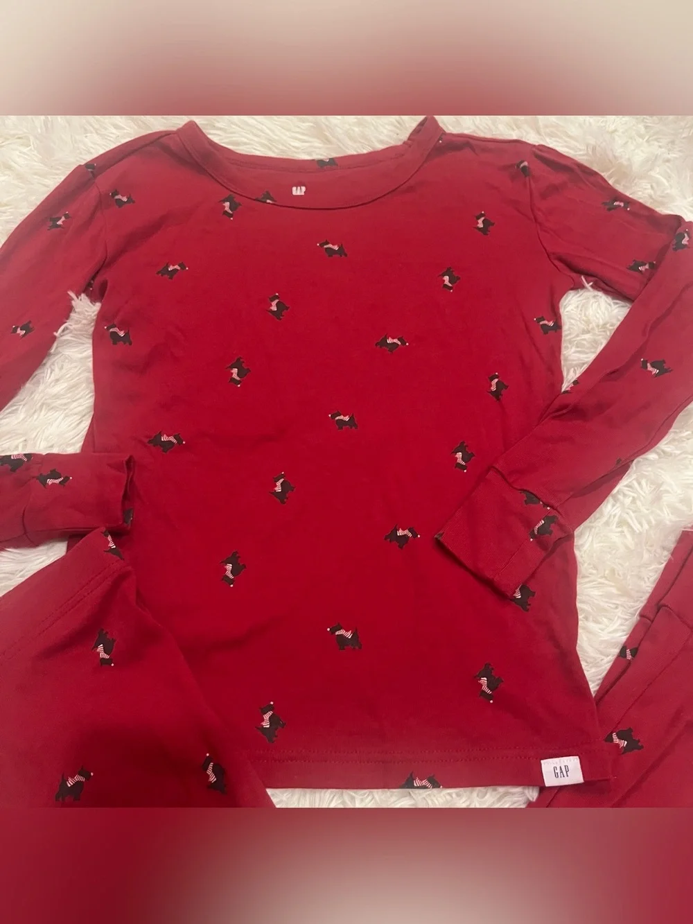 GAP Cotton Long-Sleeve Kids Pajama Set Scottish Terrier Print Size 12
